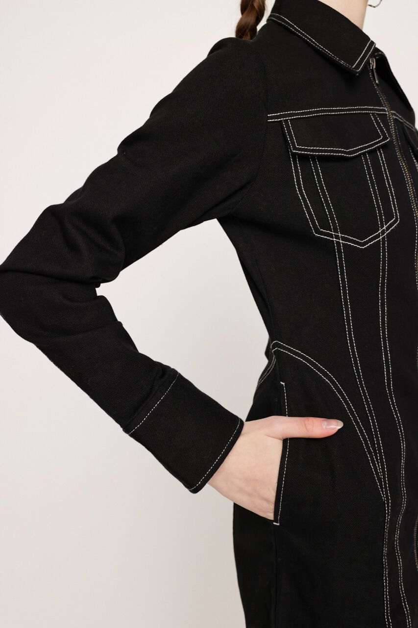 SLY「FRONT ZIP DENIM DETAIL ショートワンピース」|ワンピース|