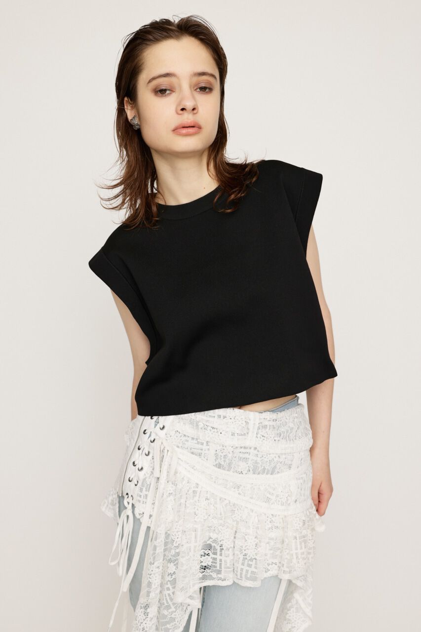 SLY「ROLL UP KNIT トップス」|タンクトップ|BLK