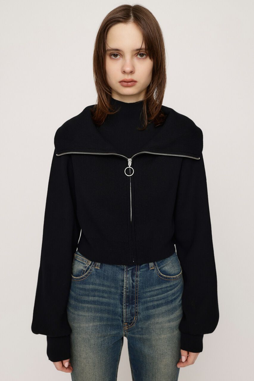 SLY「COLLAR ZIP CROP 2P トップス」|ニット・セーター|