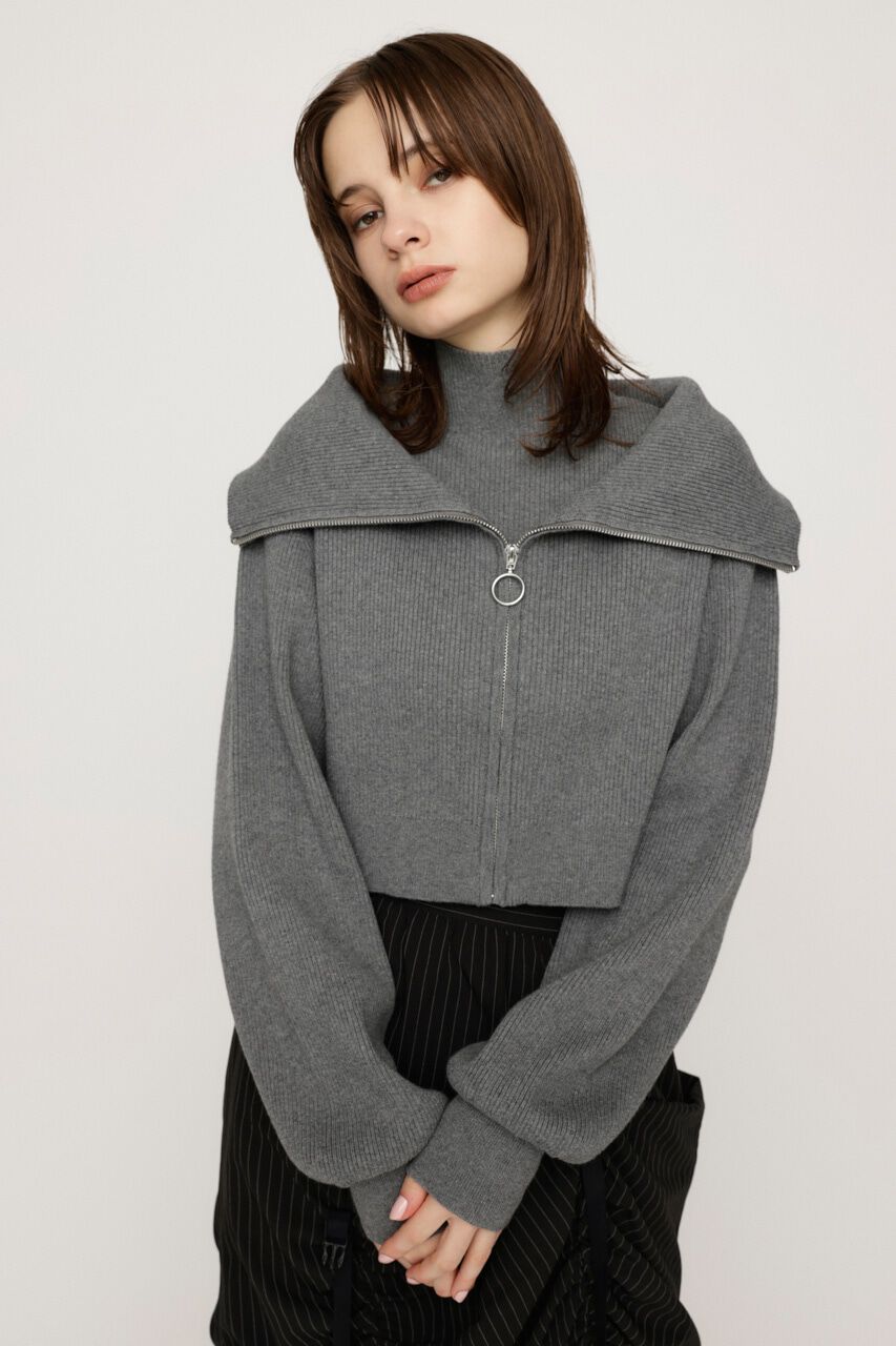 SLY「COLLAR ZIP CROP 2P トップス」|ニット・セーター|T.GRY