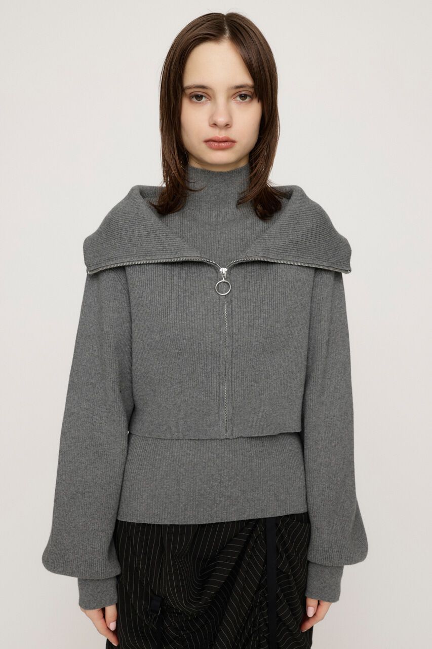SLY「COLLAR ZIP CROP 2P トップス」|ニット・セーター|