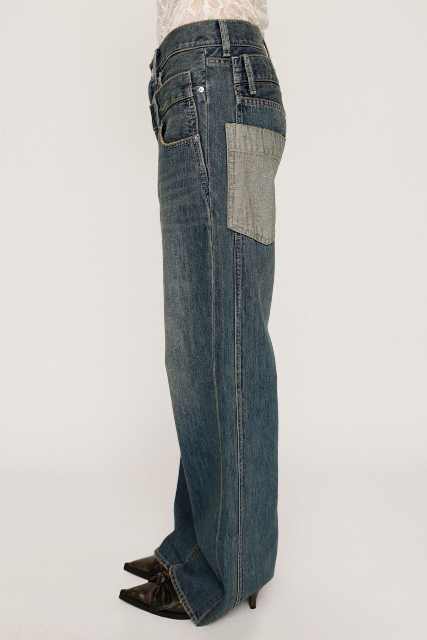 SLY「DOUBLE BELT WIDE FLARE PT-C」|デニム|