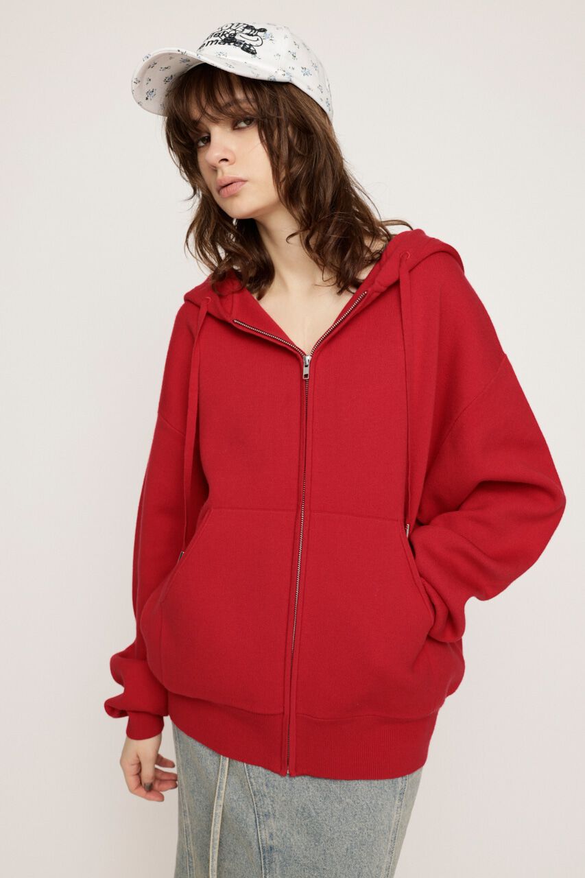 SLY「OVER KNIT HOODIE」|パーカー|RED