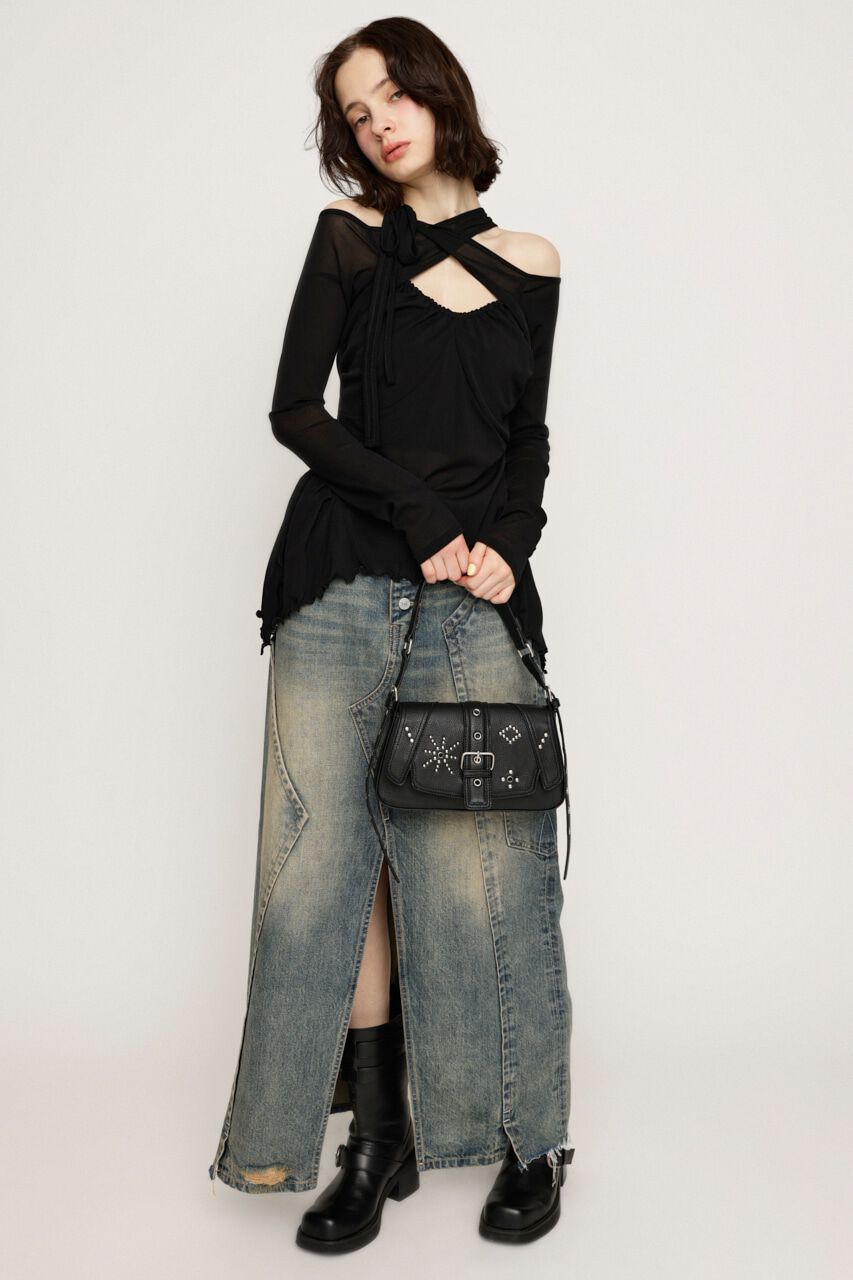 SLY「ASYMMETRY DESIGN MESH トップス」|Tシャツ・カットソー|