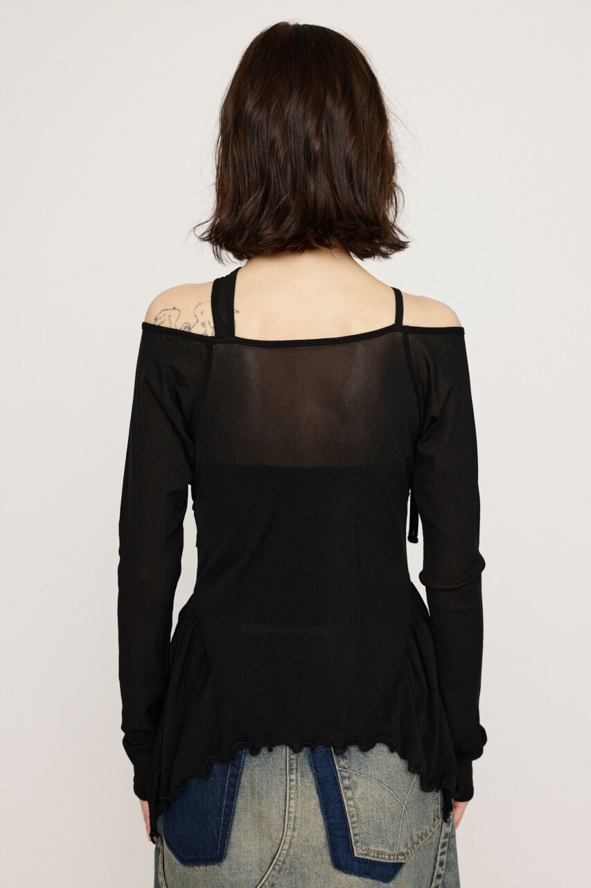 SLY「ASYMMETRY DESIGN MESH トップス」|Tシャツ・カットソー|