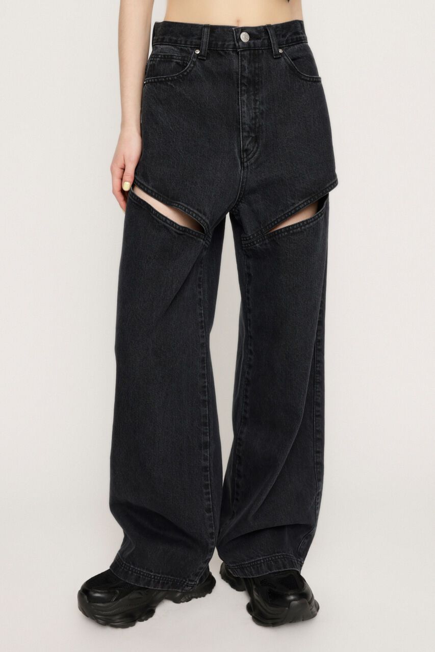 SLY「J／W HOLE TUCK PT-E」|デニム|BLK