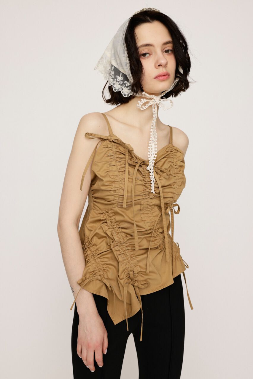 SLY「DRAWSTRING CAMI トップス」|キャミソール|BEG