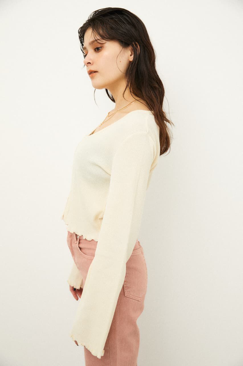 LAGUA GEM「THIN WAFFLE CROPPED TOPS」|Tシャツ・カットソー|