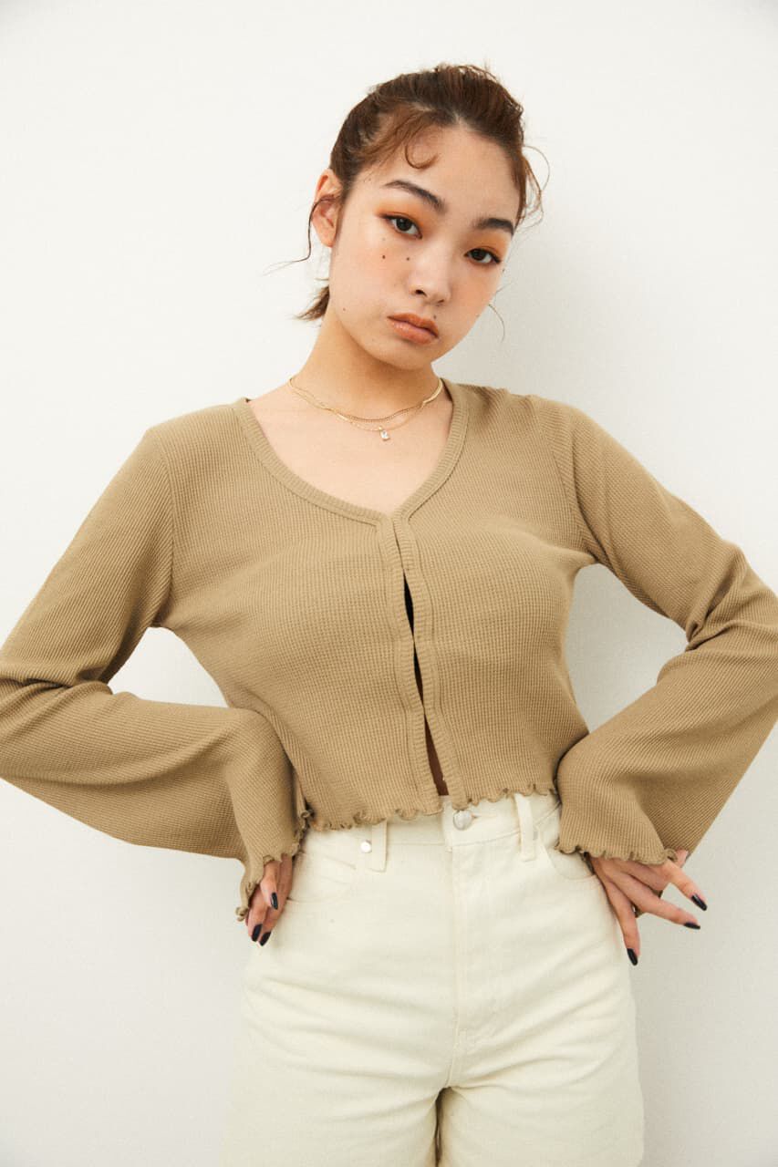LAGUA GEM「THIN WAFFLE CROPPED TOPS」|Tシャツ・カットソー|BEG