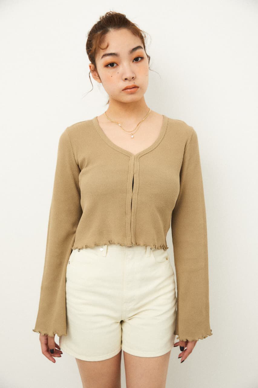LAGUA GEM「THIN WAFFLE CROPPED TOPS」|Tシャツ・カットソー|