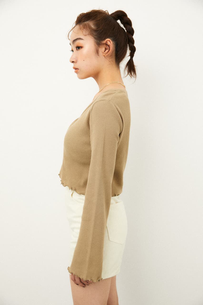 LAGUA GEM「THIN WAFFLE CROPPED TOPS」|Tシャツ・カットソー|