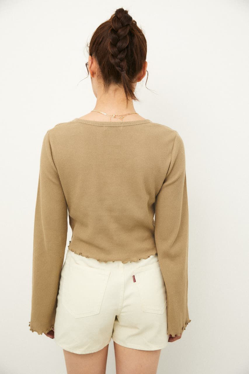 LAGUA GEM「THIN WAFFLE CROPPED TOPS」|Tシャツ・カットソー|