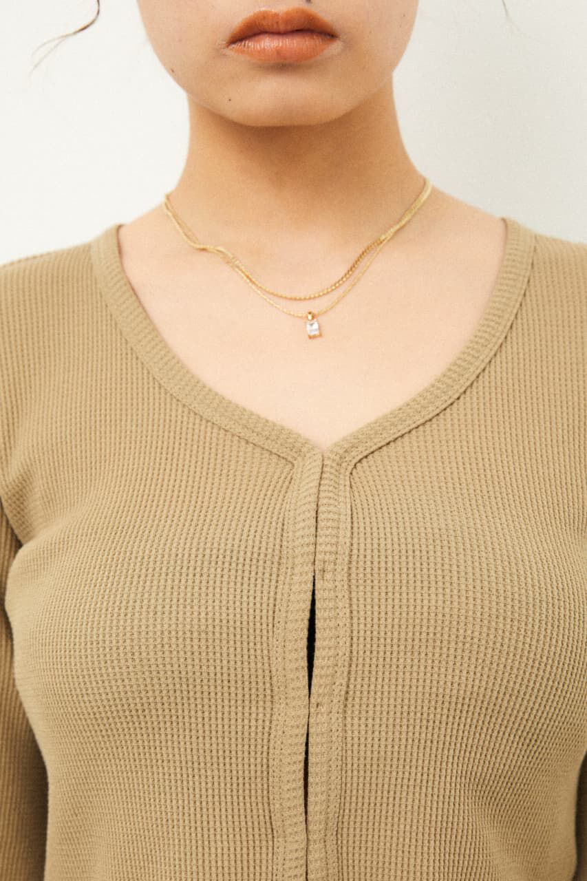 LAGUA GEM「THIN WAFFLE CROPPED TOPS」|Tシャツ・カットソー|