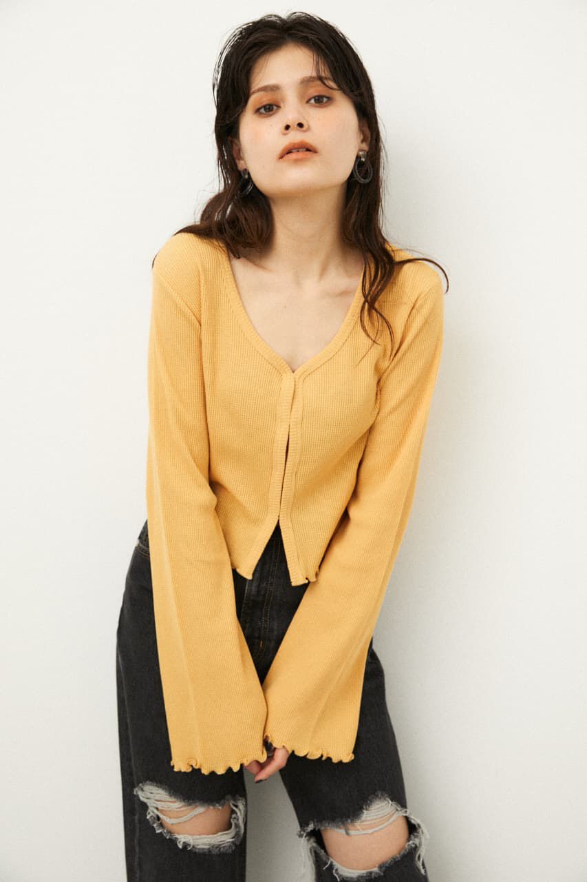 LAGUA GEM「THIN WAFFLE CROPPED TOPS」|Tシャツ・カットソー|L/ORG1