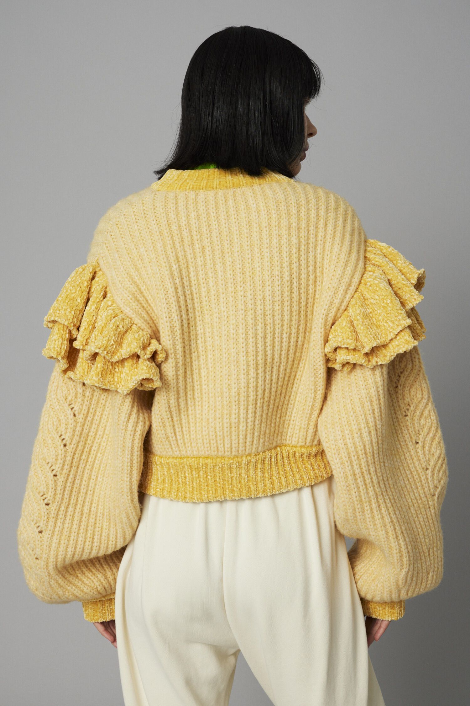 HeRIN.CYE「Frill shoulder cardigan」|カーディガン|