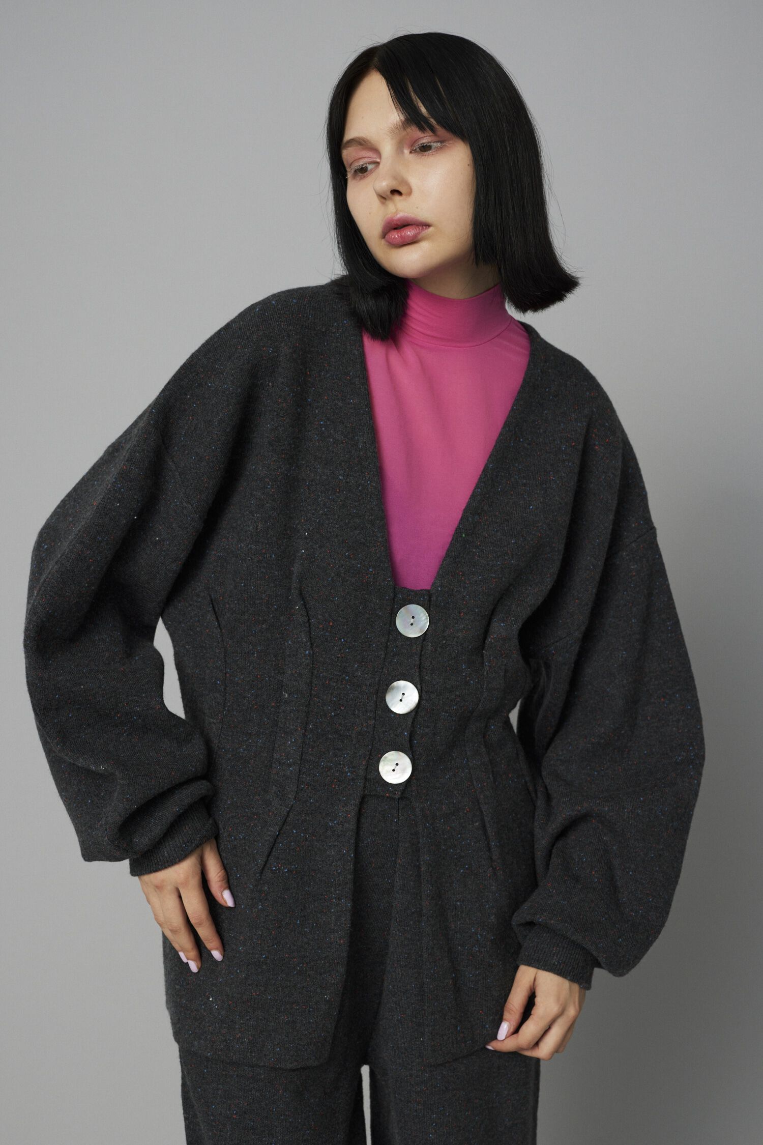 HeRIN.CYE「Nep knit cardigan」|カーディガン|L/BLK1