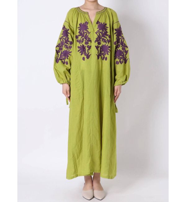 ELENDEEK「sar/CTN LINEN BIG FLOWER EMB DRESS」|ワンピース|