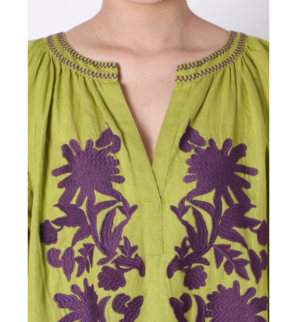 ELENDEEK「sar/CTN LINEN BIG FLOWER EMB DRESS」|ワンピース|