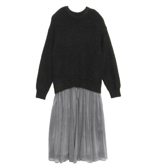 ELENDEEK「BRUSHED YARN KNIT DOCKING OP」|ワンピース|