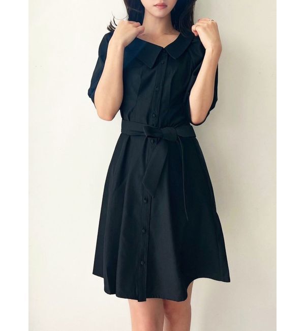 RESEXXY「アシメカラーシャツミニワンピース」|ワンピース|ブラック