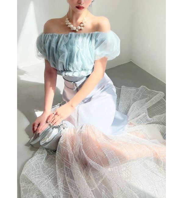 RESEXXY「スパンコールチュールZIPフレアスカート」|スカート|