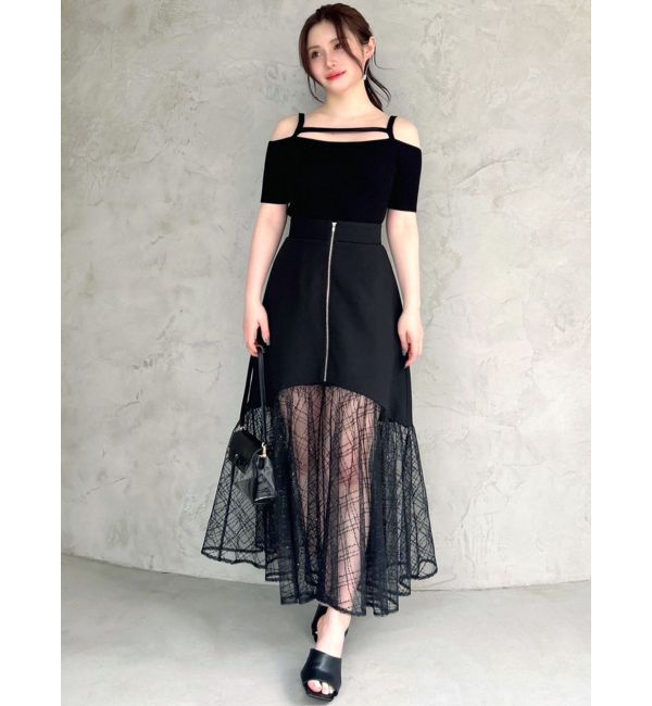 RESEXXY「スパンコールチュールZIPフレアスカート」|スカート|