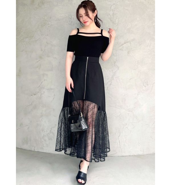 RESEXXY「スパンコールチュールZIPフレアスカート」|スカート|