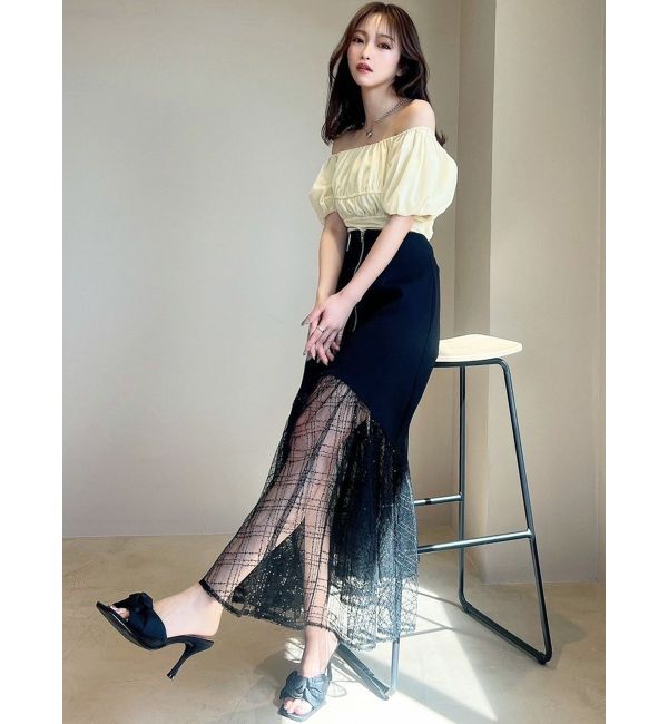 RESEXXY「スパンコールチュールZIPフレアスカート」|スカート|