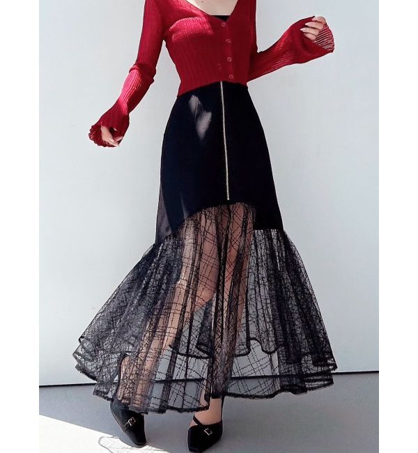 RESEXXY「スパンコールチュールZIPフレアスカート」|スカート|