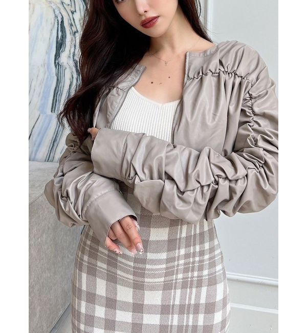 RESEXXY「ヘムバルンギャザーブルゾン」|ブルゾン・スタジャン|ベージュ