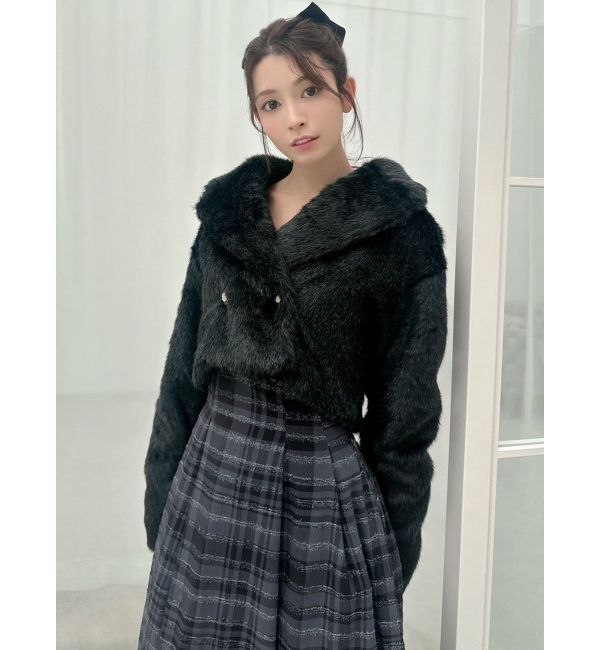 RESEXXY「シャイニーファークロップドブルゾン」|ブルゾン・スタジャン|