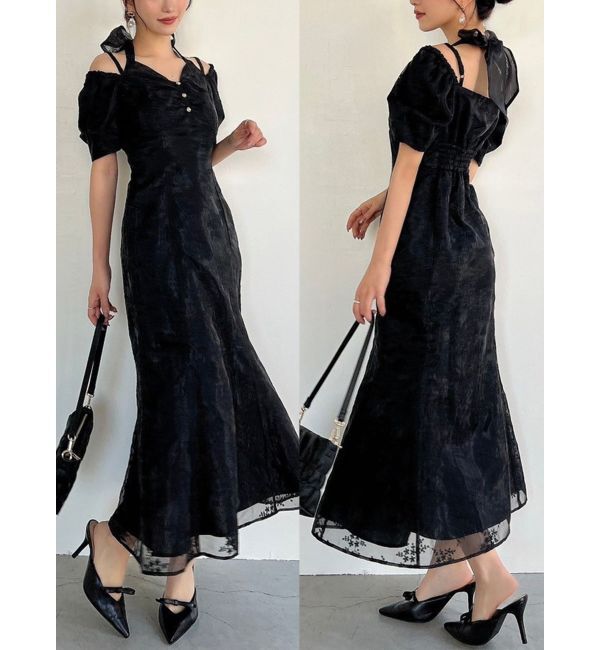 RESEXXY「エンブロイダリーシアーワンピース」|ワンピース|ブラック