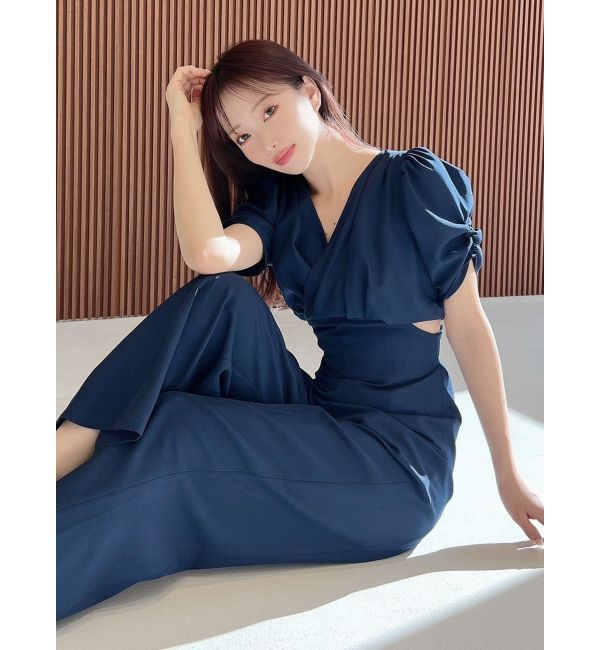 RESEXXY「カットアウトカシュクールコンビネゾン」|オールインワン|ネイビー