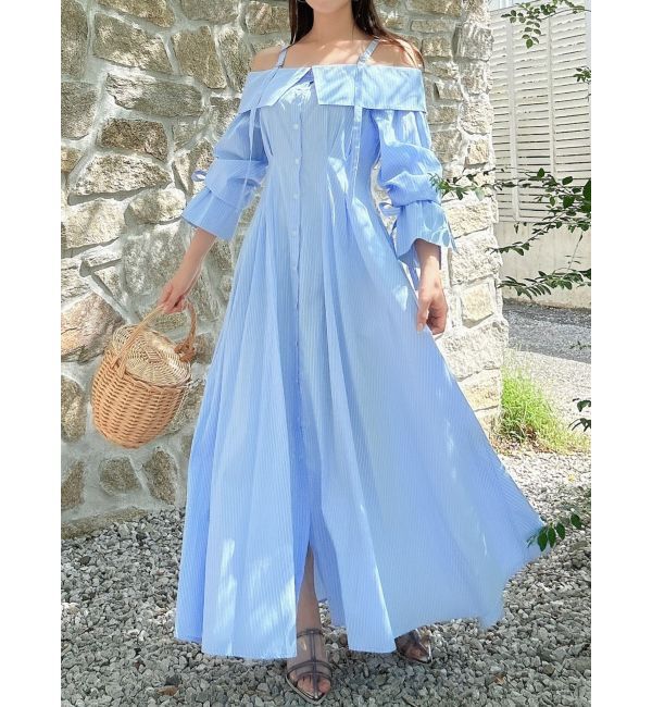 dazzlin「ウエストタックオフショルシャツワンピース」|ワンピース|