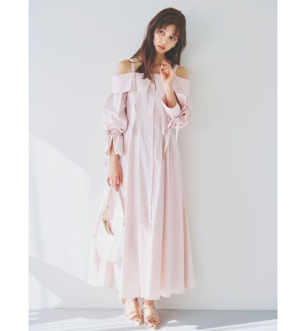 dazzlin「ウエストタックオフショルシャツワンピース」|ワンピース|