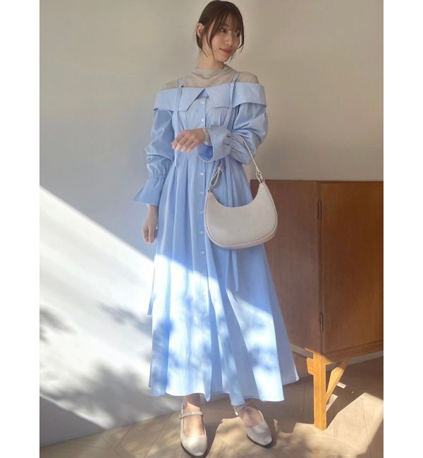 dazzlin「ウエストタックオフショルシャツワンピース」|ワンピース|