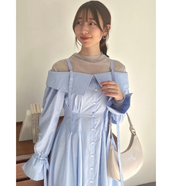 dazzlin「ウエストタックオフショルシャツワンピース」|ワンピース|