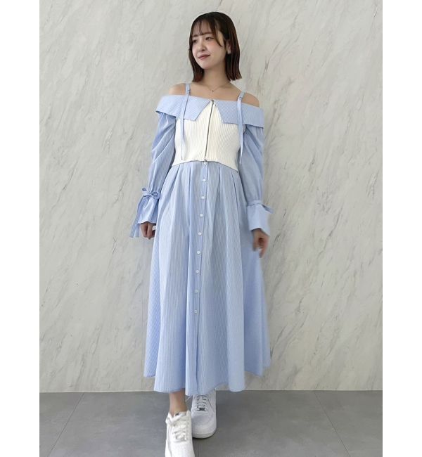 dazzlin「ウエストタックオフショルシャツワンピース」|ワンピース|