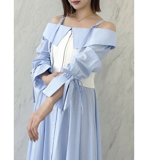 dazzlin「ウエストタックオフショルシャツワンピース」|ワンピース|