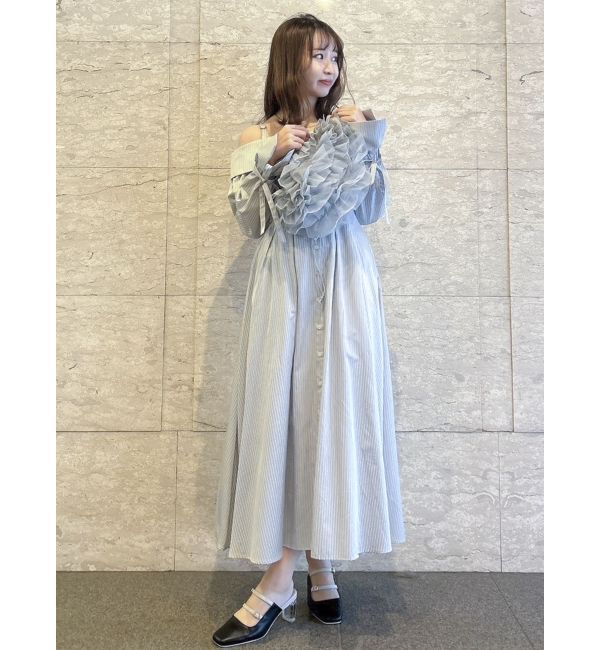 dazzlin「ウエストタックオフショルシャツワンピース」|ワンピース|