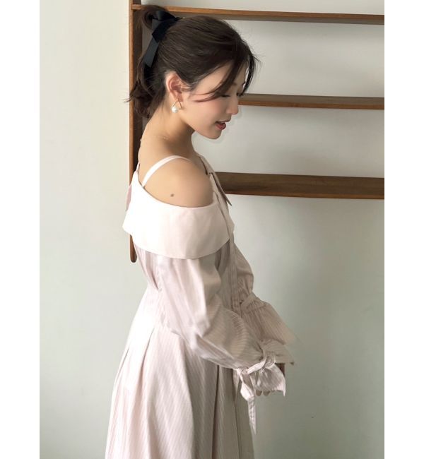 dazzlin「ウエストタックオフショルシャツワンピース」|ワンピース|