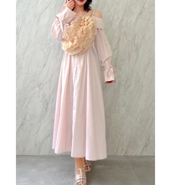 dazzlin「ウエストタックオフショルシャツワンピース」|ワンピース|