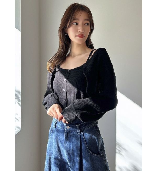 dazzlin「フロントボタンビスチェアンサンブル」|その他|ブラック