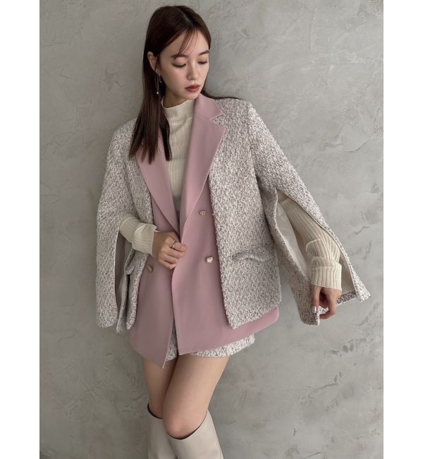 dazzlin「【SETUP】ダブルボタンケープツイードジャケット※セットアップ対応」|テーラードジャケット|