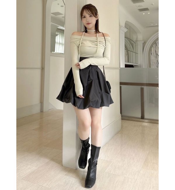 dazzlin「チョーカー付きオフショルドレープ長袖トップス」|Tシャツ・カットソー|