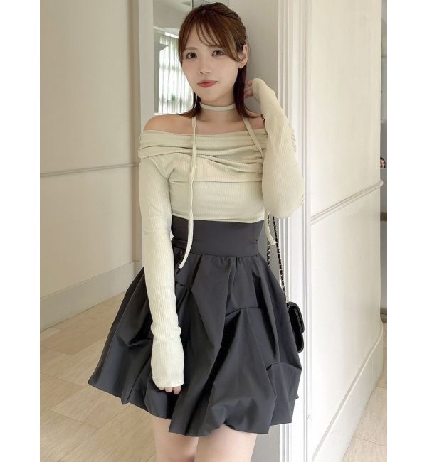 dazzlin「チョーカー付きオフショルドレープ長袖トップス」|Tシャツ・カットソー|