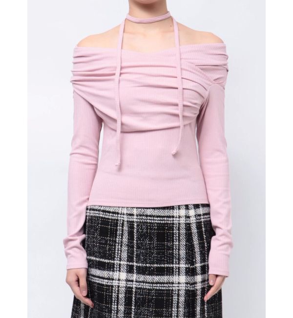 dazzlin「チョーカー付きオフショルドレープ長袖トップス」|Tシャツ・カットソー|