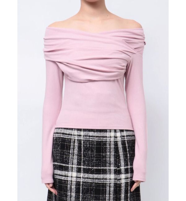 dazzlin「チョーカー付きオフショルドレープ長袖トップス」|Tシャツ・カットソー|