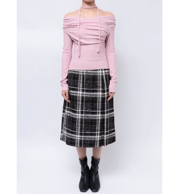 dazzlin「チョーカー付きオフショルドレープ長袖トップス」|Tシャツ・カットソー|