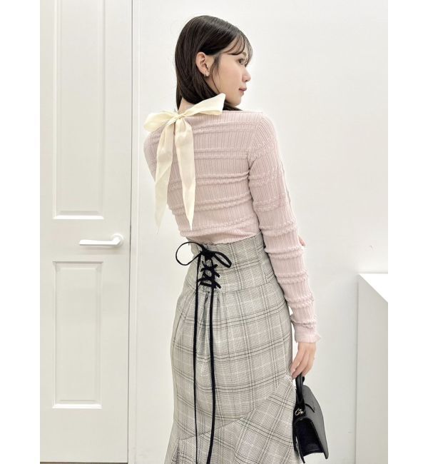 dazzlin「バックリボンプチフリルニットトップス」|ニット・セーター|